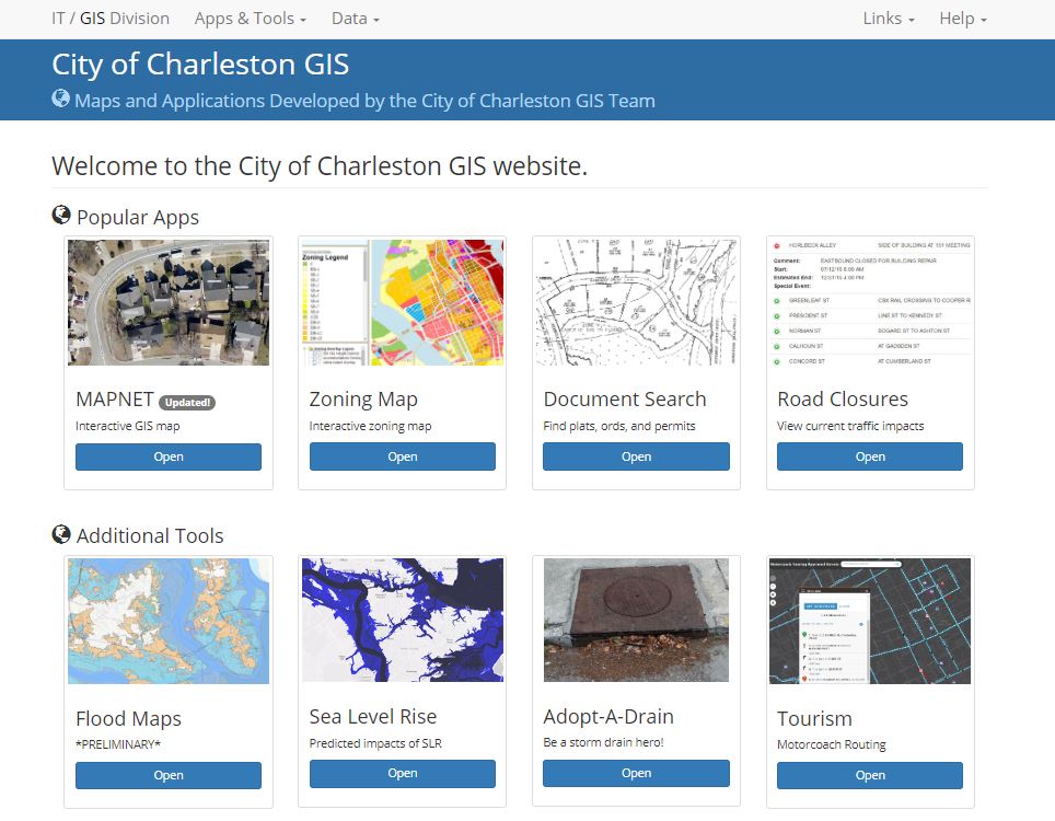 Screenshot of City of Charleston GIS