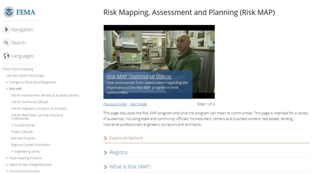 Screenshot of Risk Mapping, Assessment, and Planning Program (Risk MAP)