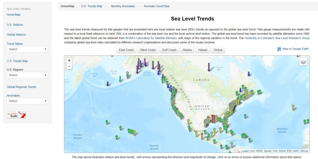 Screenshot of Sea Level Trends
