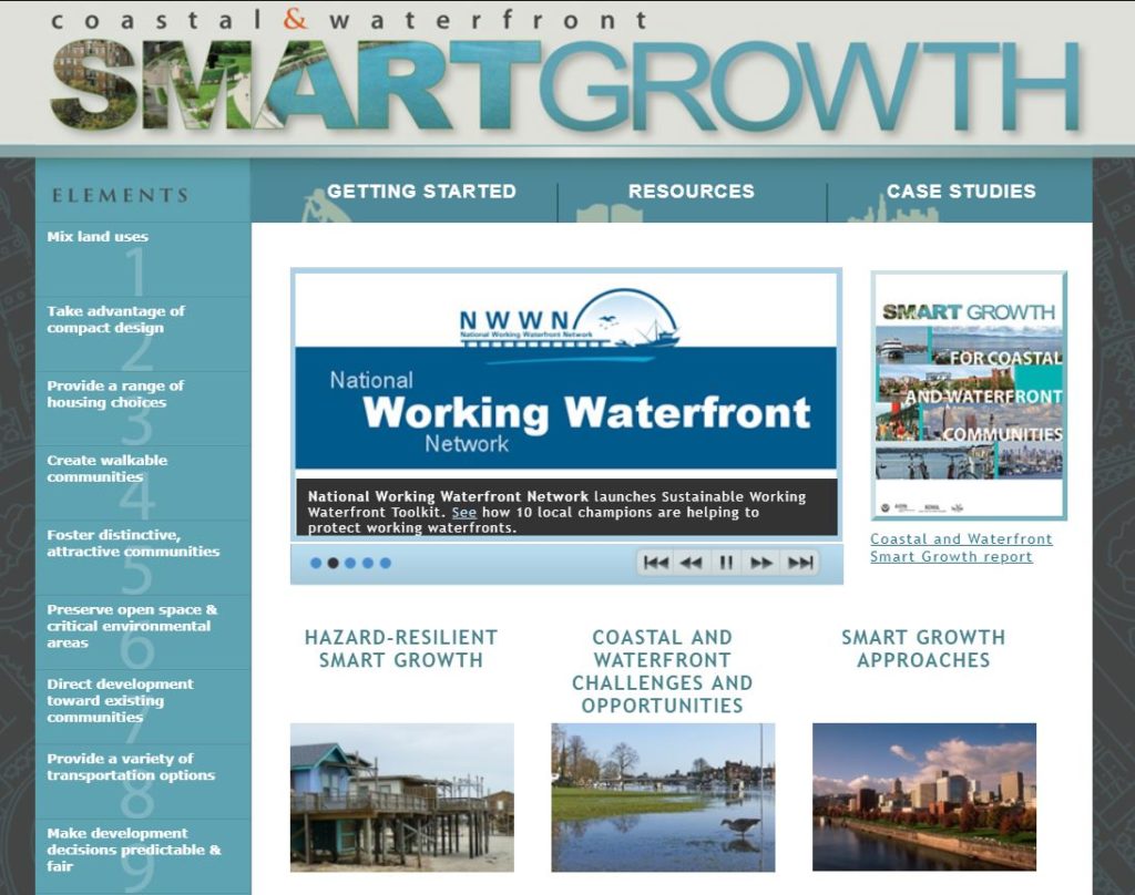 Screenshot of SMART GROWTH for Coastal and Waterfront Communities