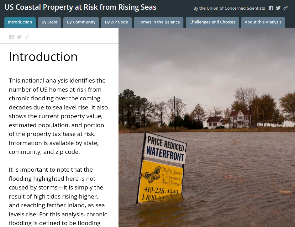 Screenshot of Underwater: US Coastal Property at Risk from Rising Seas